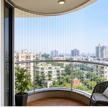 Invisible Grills for Glass Balcony installation example